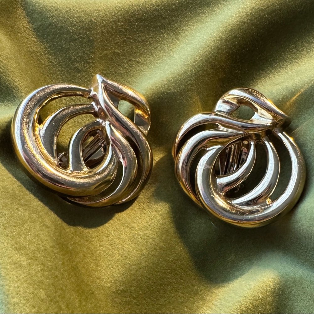 Givenchy Gold Tone Swirl Clip on Earrings